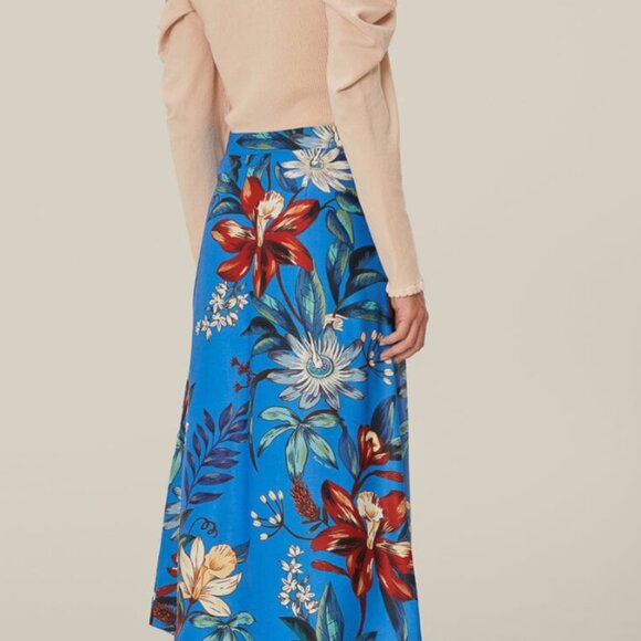 Blue Surreal Flowers Lenzing™ Ecovero™ Midi Skirt - Picture 4 of 8